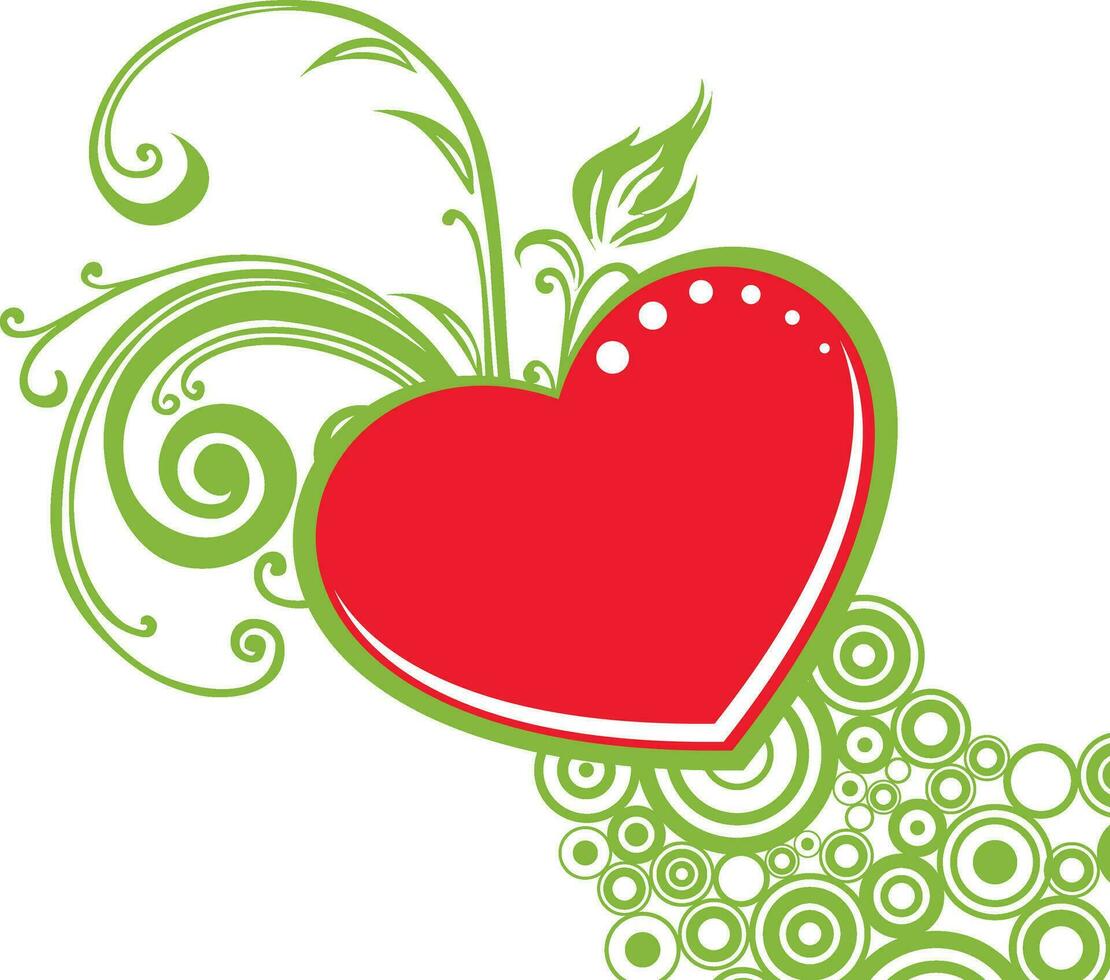 Floral design decorated heart. vector