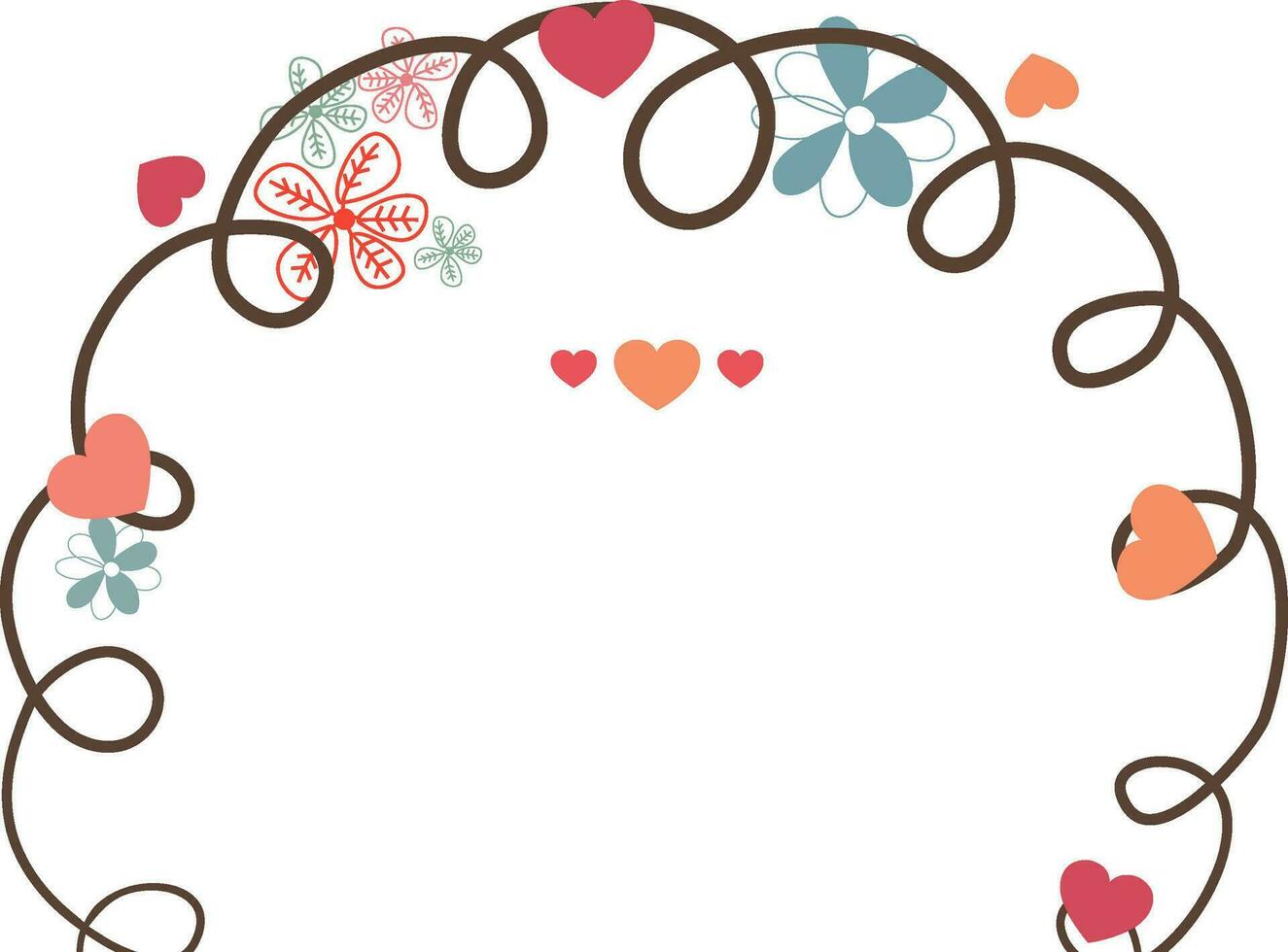 Flowers and hearts decorated design. vector