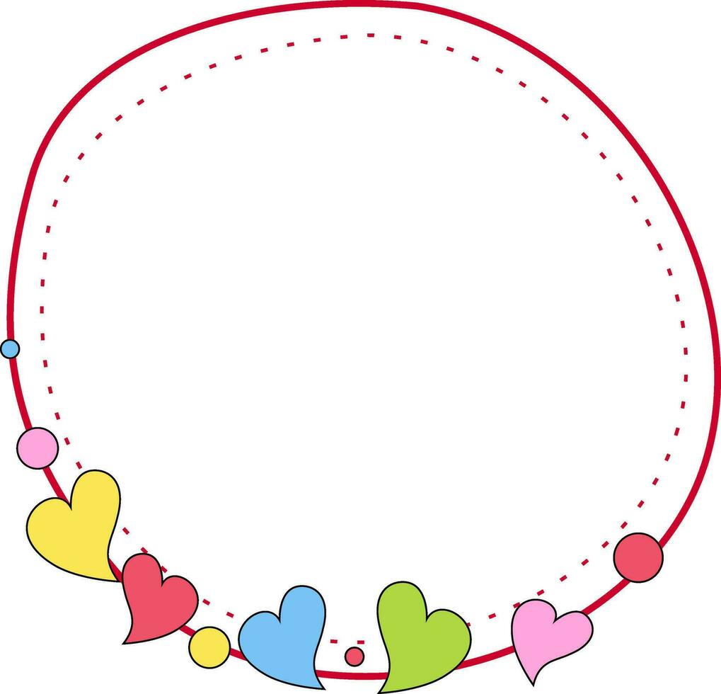 Circle frame with heart spring greeting card. vector