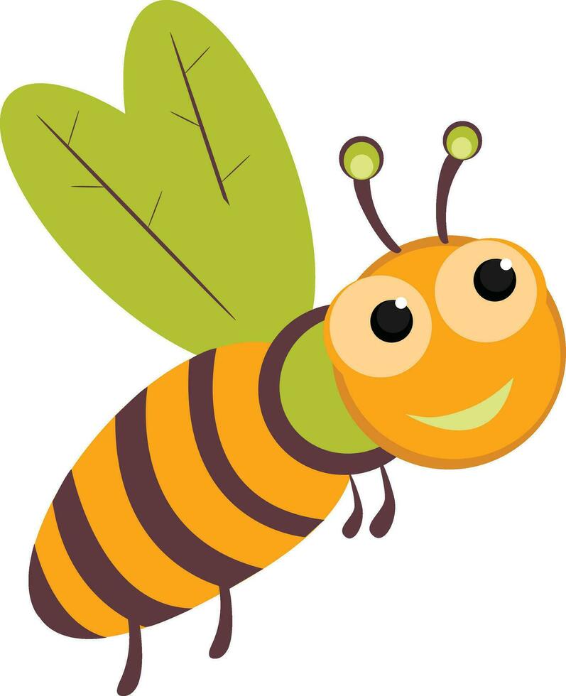 Cute cartoon bee in flat style. vector