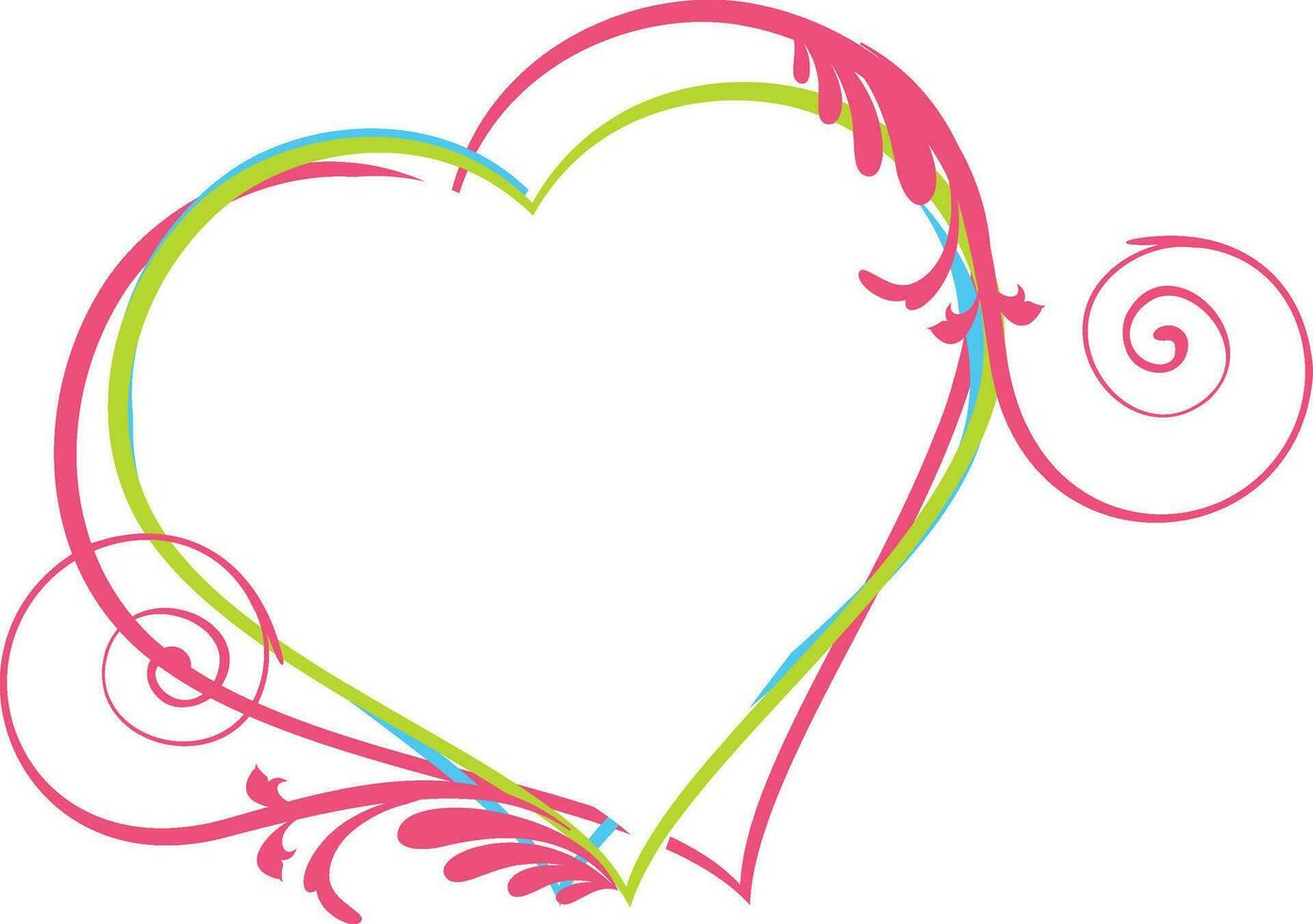 Heart design in pink and green color. vector