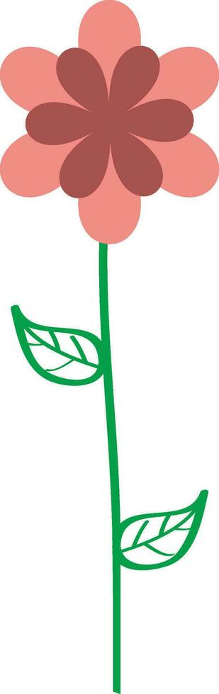 Illustration of flower with two leaves. vector