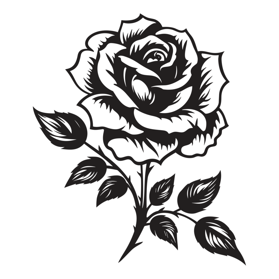 Beautiful Rose Silhouette - png