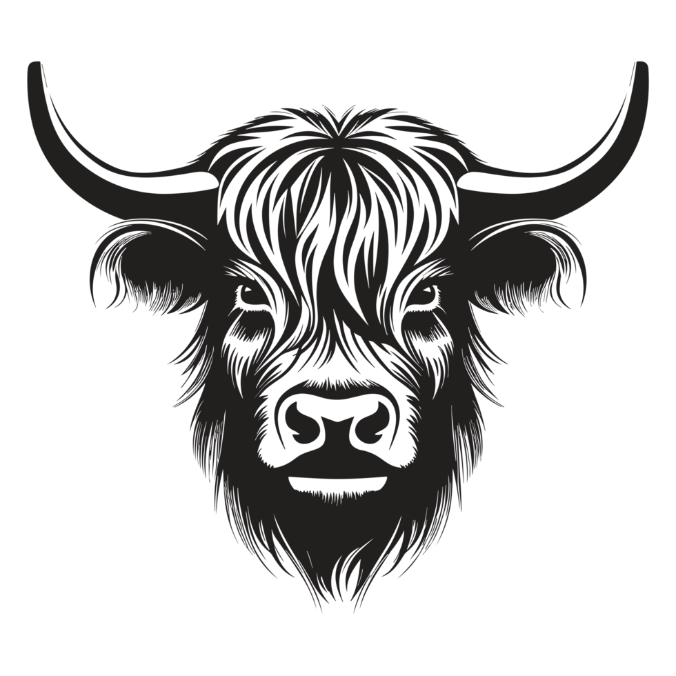 Beautiful Highland Cow Silhouette - png