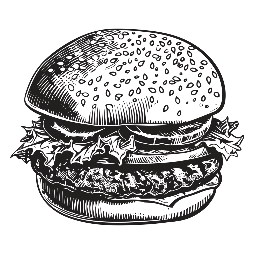 Beautiful Burger Silhouette - png