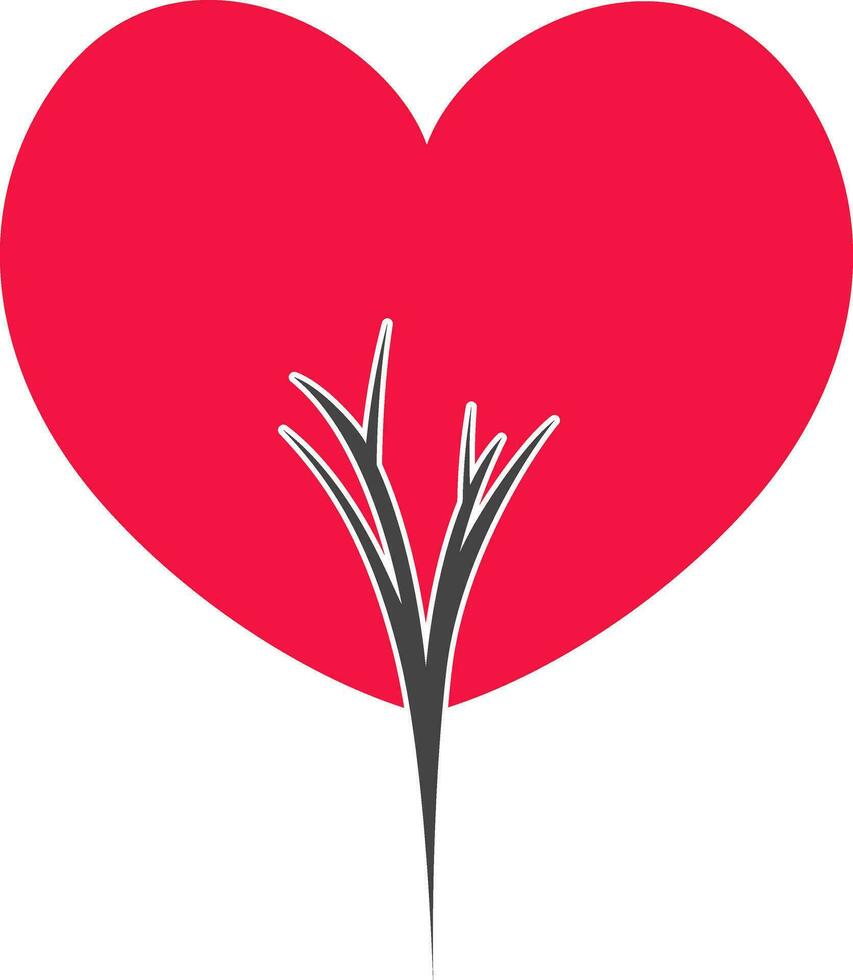Heart shaped red tree isolated. vector