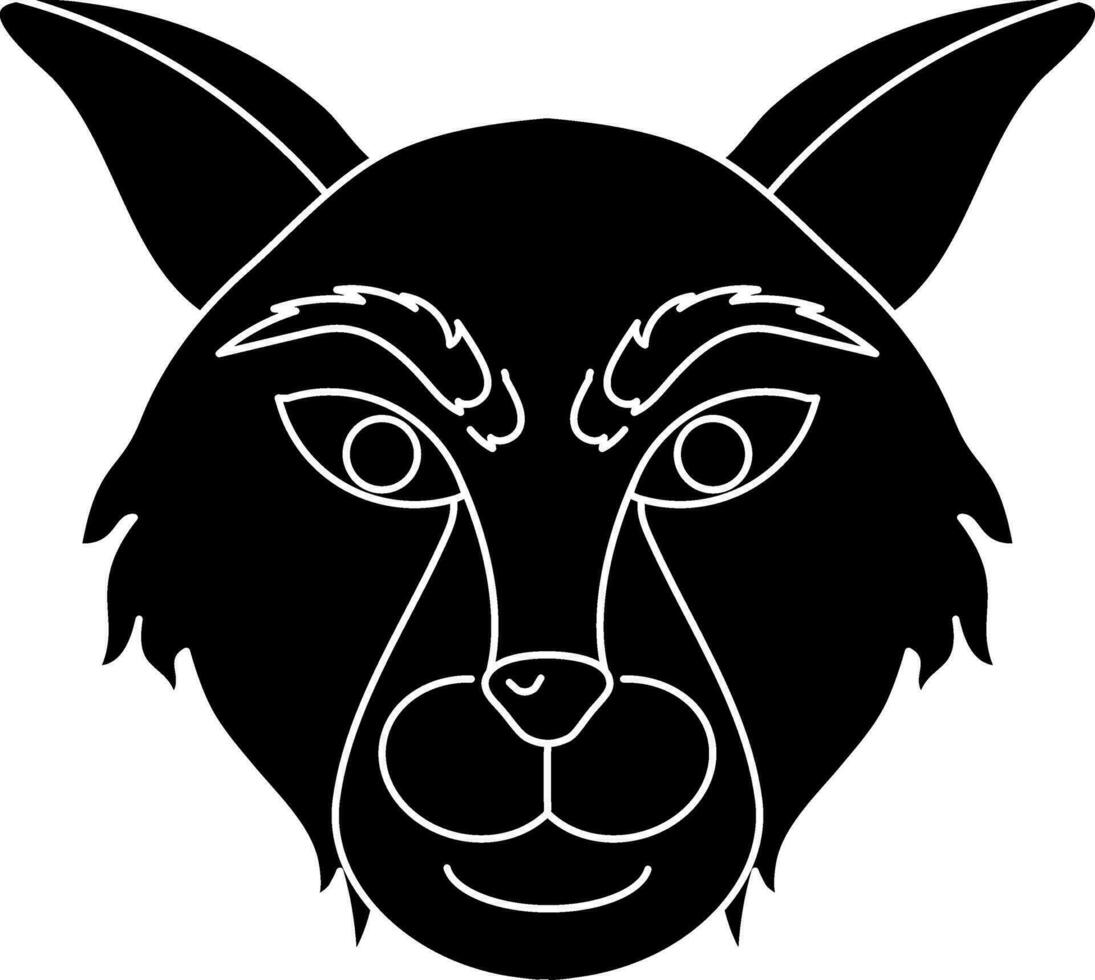 Animal of dog face icon in chinese zodiac in black. vector