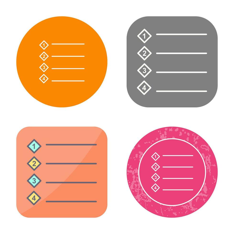 Unique Numbered list Vector Icon