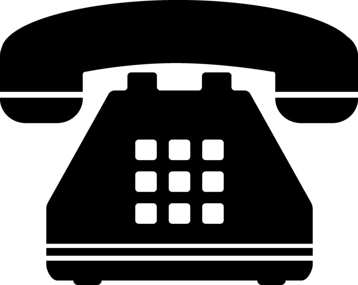 Glyph icon of Telephone in black and white. vector