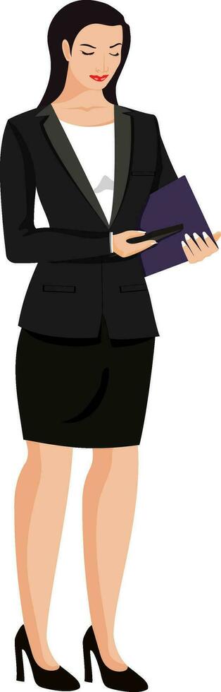 Young business woman checking her phone for Business concept. vector