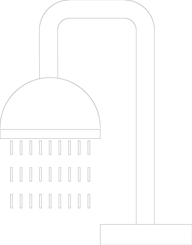 Flat line art icon of Shower Head with water drops. vector