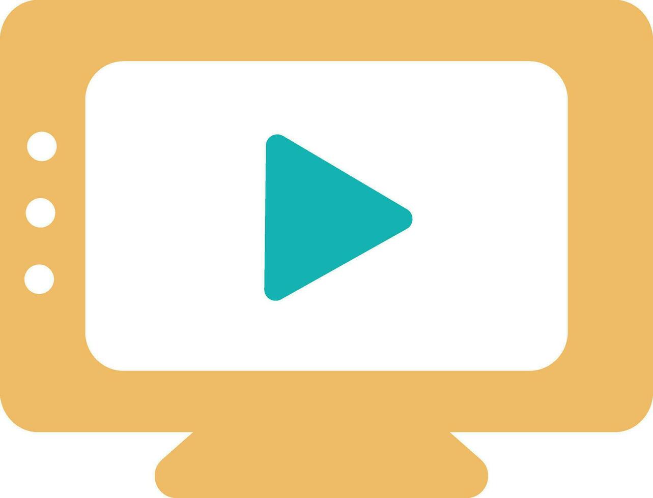 Video player yellow and sky blue icon in flat style. vector