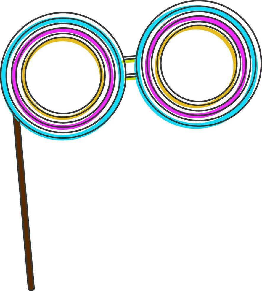 Colourful style of glasses on stick for party concept. vector