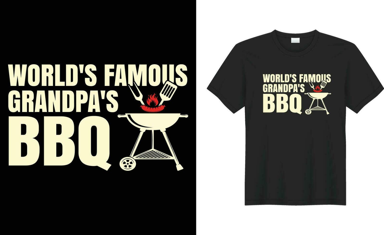 BBQ Grilling lover Funny retro vintage typography print Vector T-shirt design template. World's Famous Grandpa's BBQ