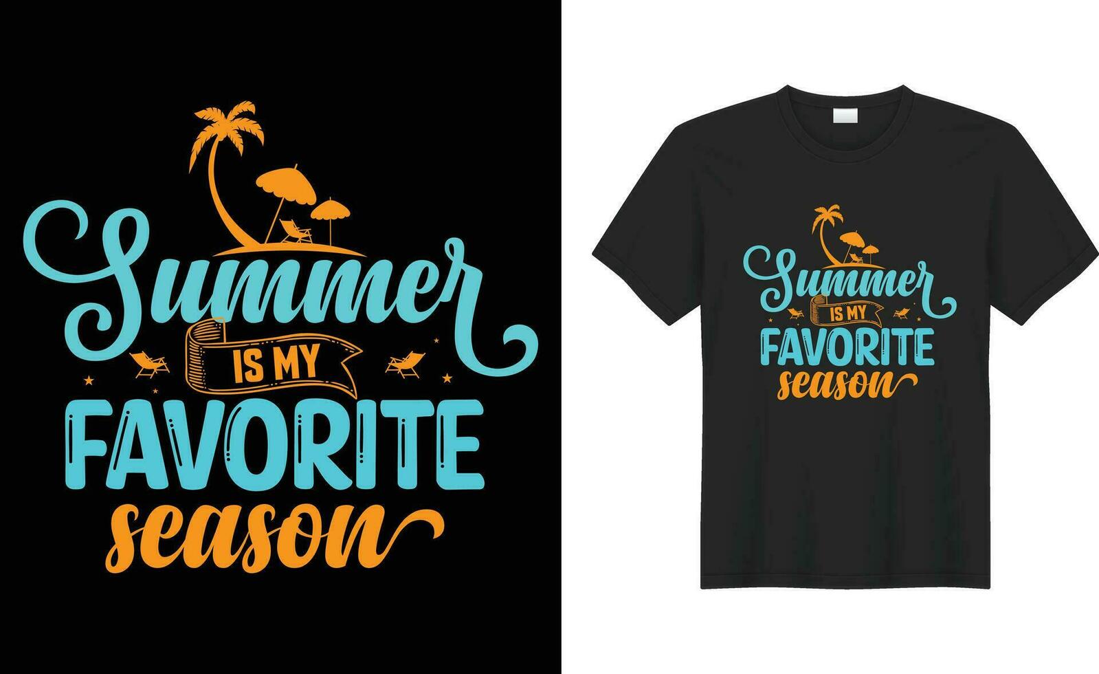 Summer sunset colorful retro vintage funny typography vector T-shirt Design. summer is my favorite season