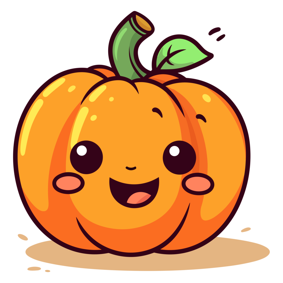 magnifique kawaii style citrouille - génératif ai png