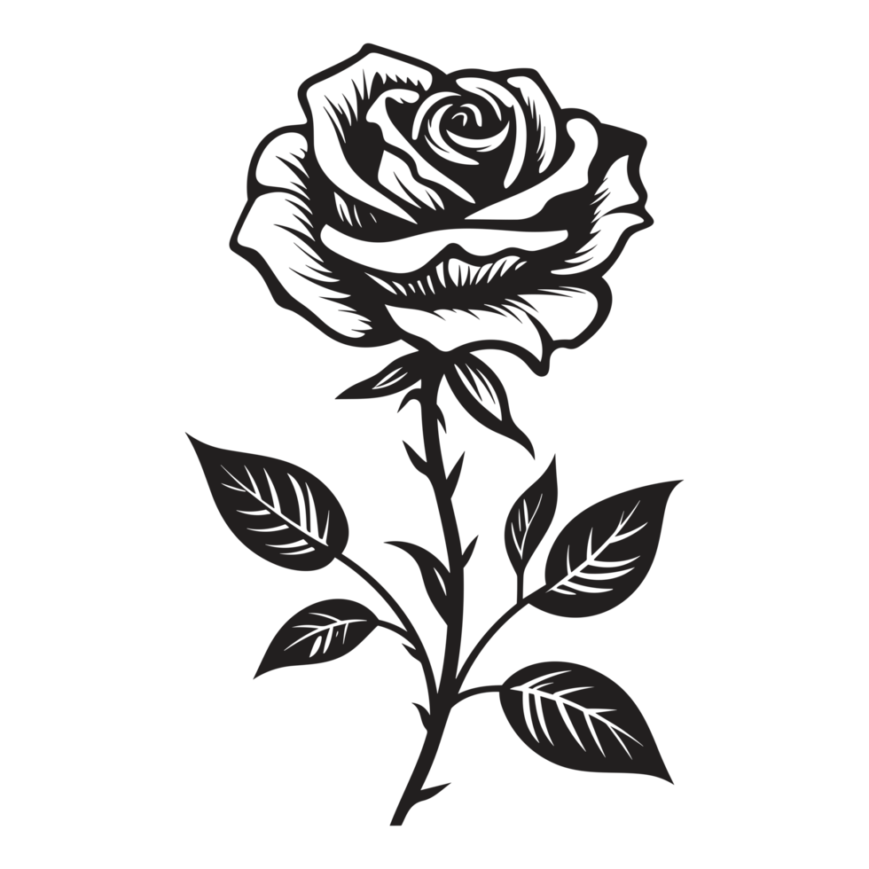Beautiful Rose Silhouette - png