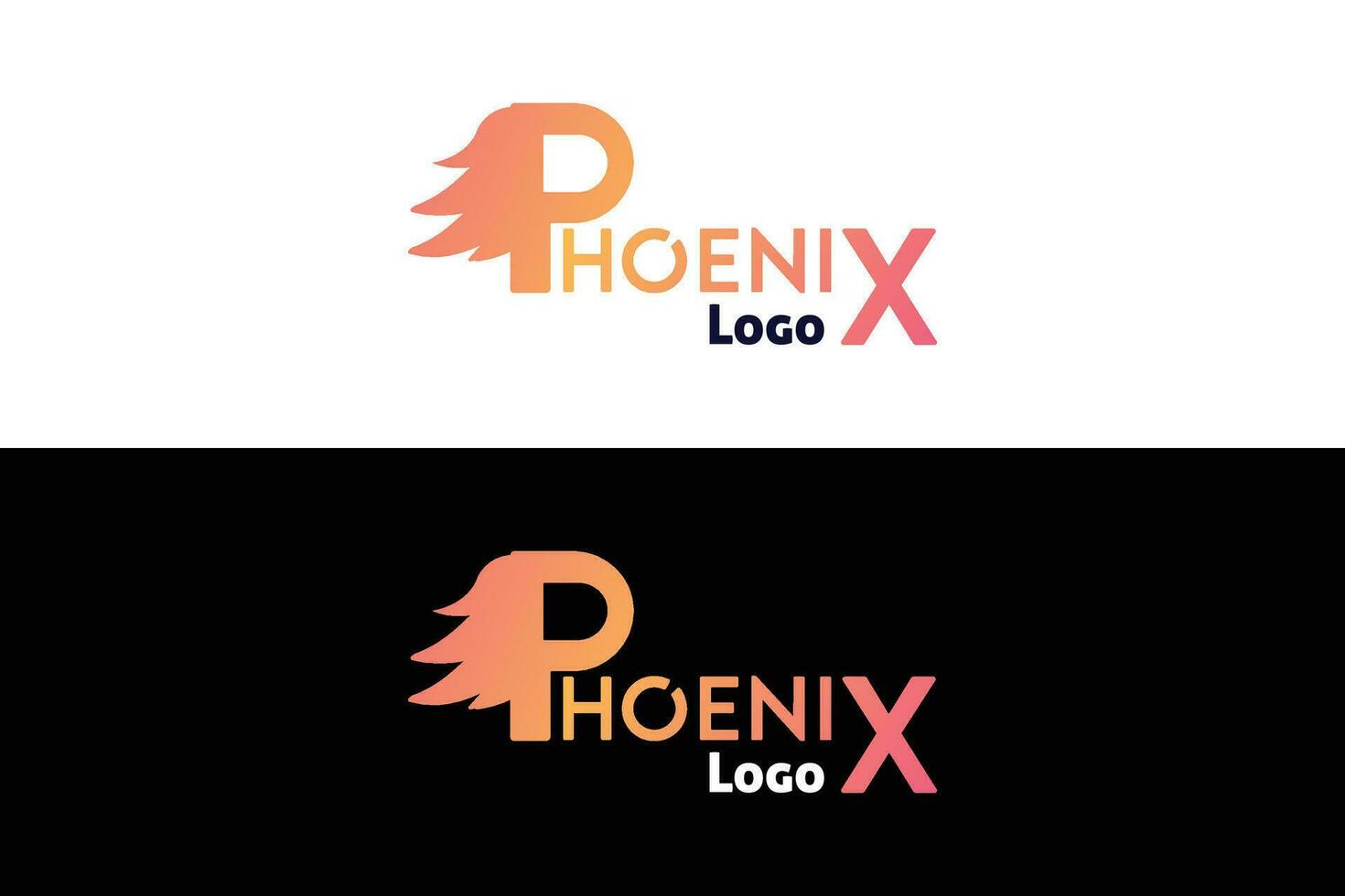 Phoenix typography logo design template. vector