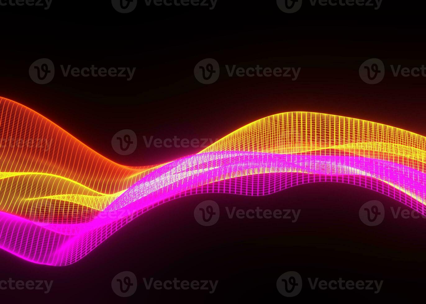 3d abstract background of flying neon particles in motion, wavy lines flow big data technology and science theme, 3D dots array flowing in motion, nanotechnology. photo
