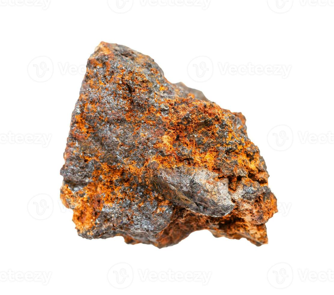 unpolished rusty Hematite rock iron ore isolated photo