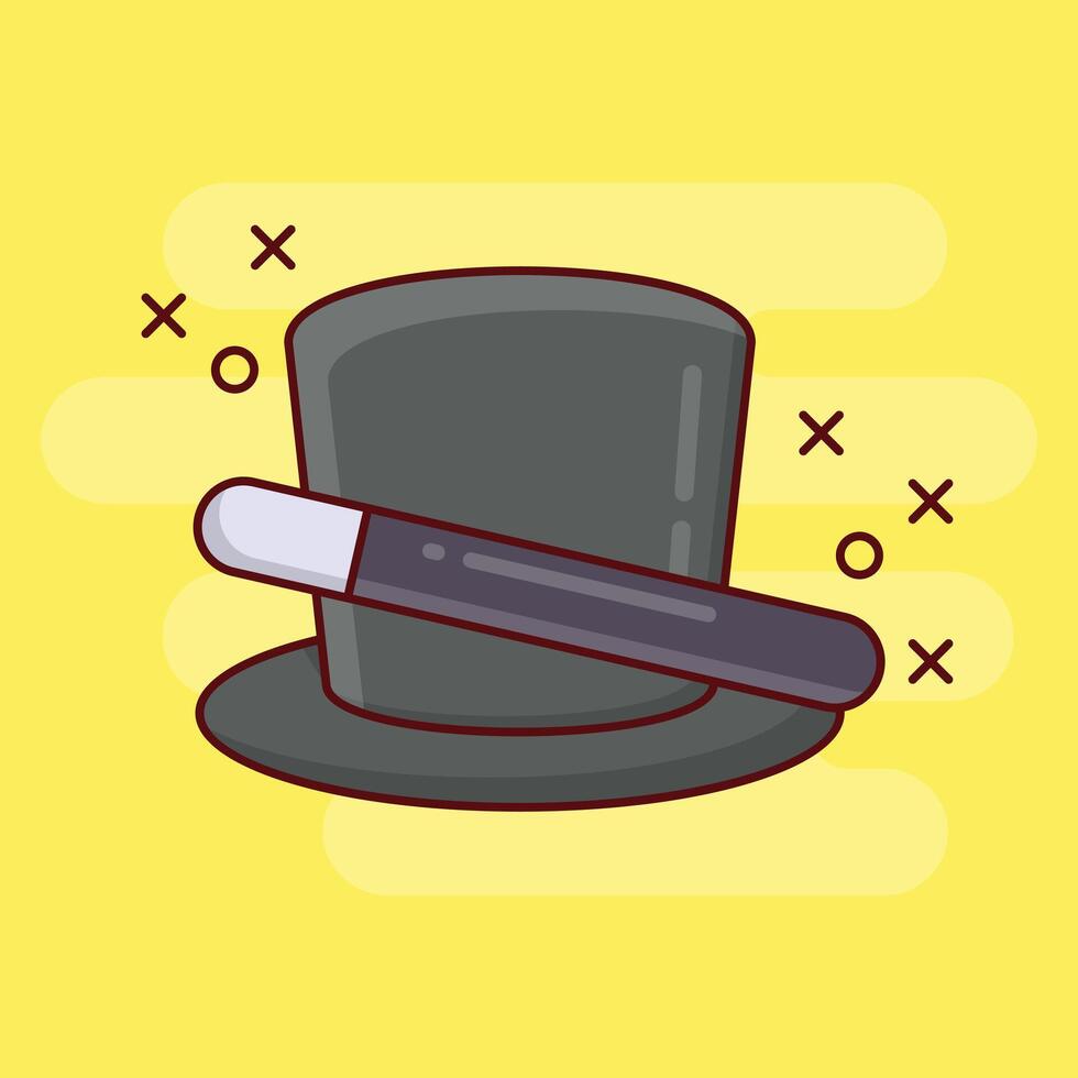 Ilustración de vector de sombrero mágico en un fondo. Símbolos de calidad premium. Iconos vectoriales para concepto y diseño gráfico.