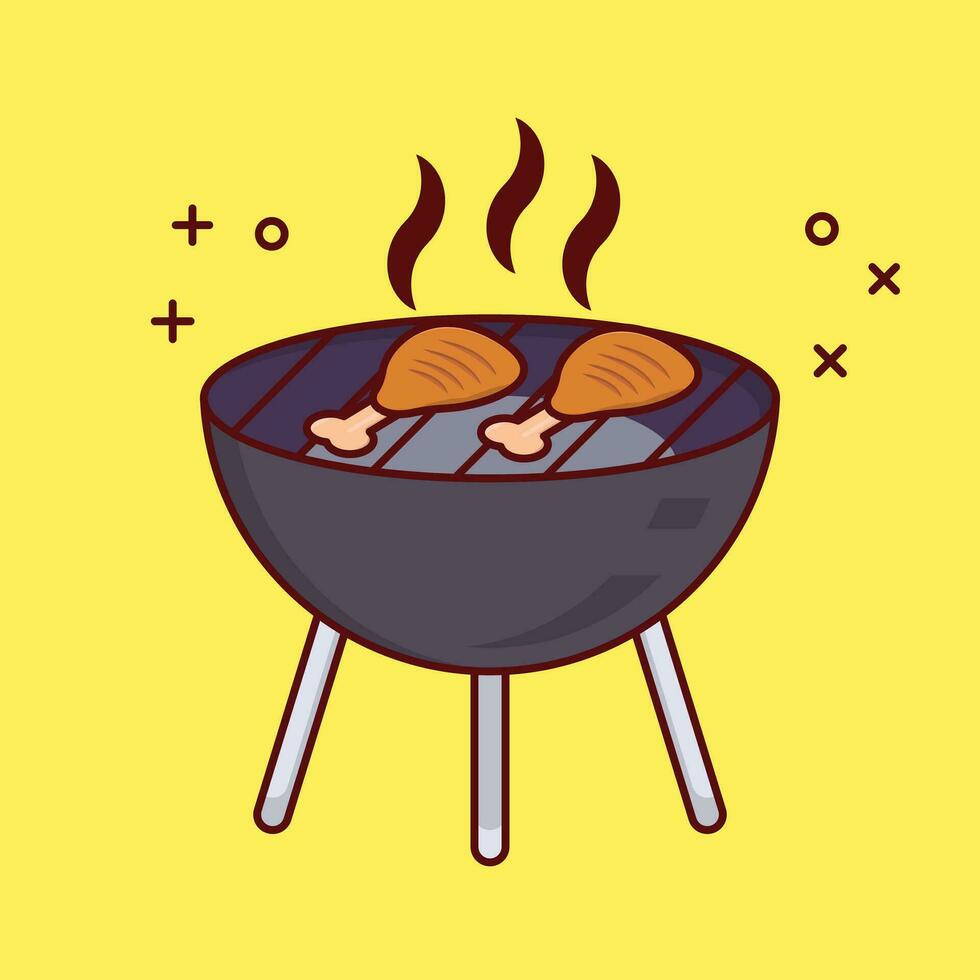 ilustración de vector de barbacoa en un fondo. símbolos de calidad premium. iconos vectoriales para concepto y diseño gráfico.