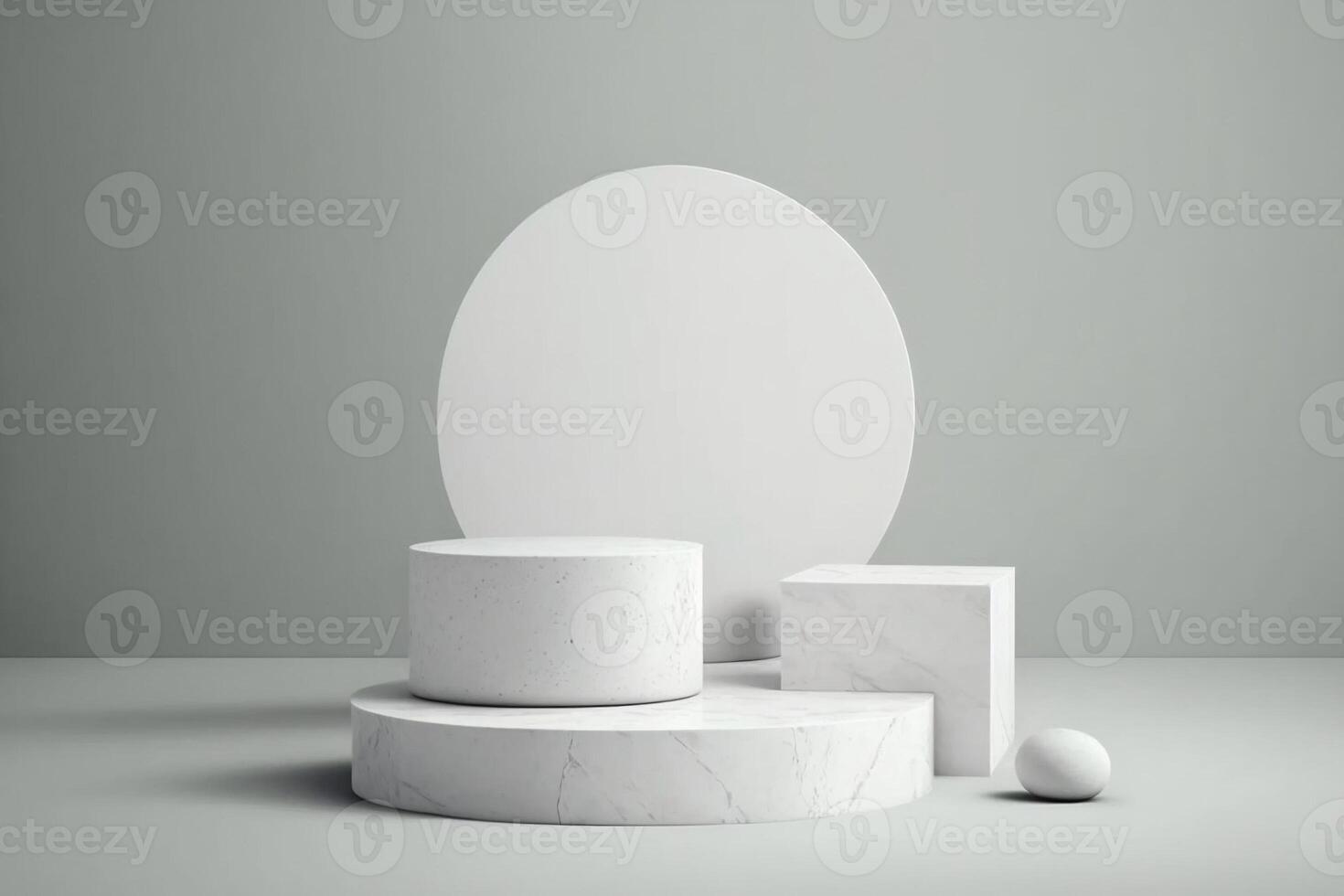 White stone podium for product display isolated on a background with a minimal and natural aesthetic. . photo