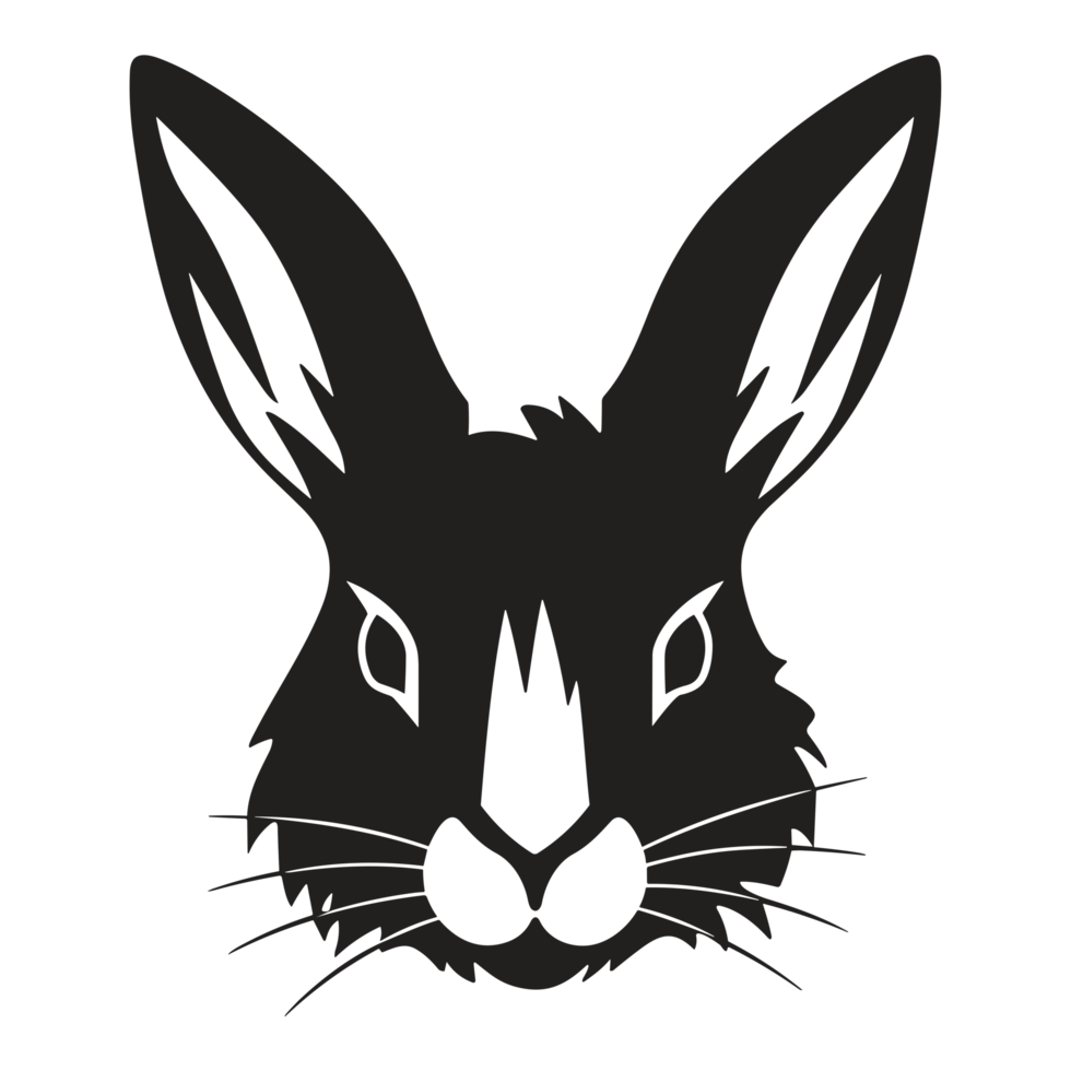 Beautiful Rabbit Face Silhouette - png