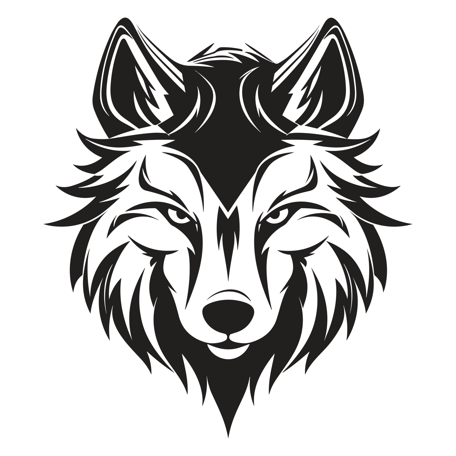 Beautiful Wolf Silhouette - Generative Ai 25073380 PNG