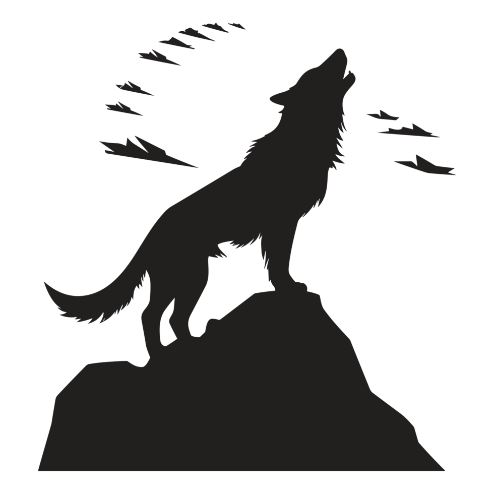 magnifique Loup silhouette - génératif ai png