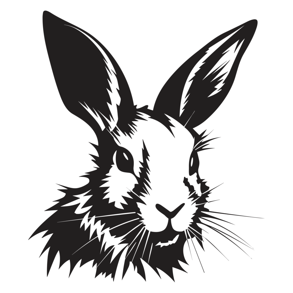 Beautiful Rabbit Face Silhouette - png