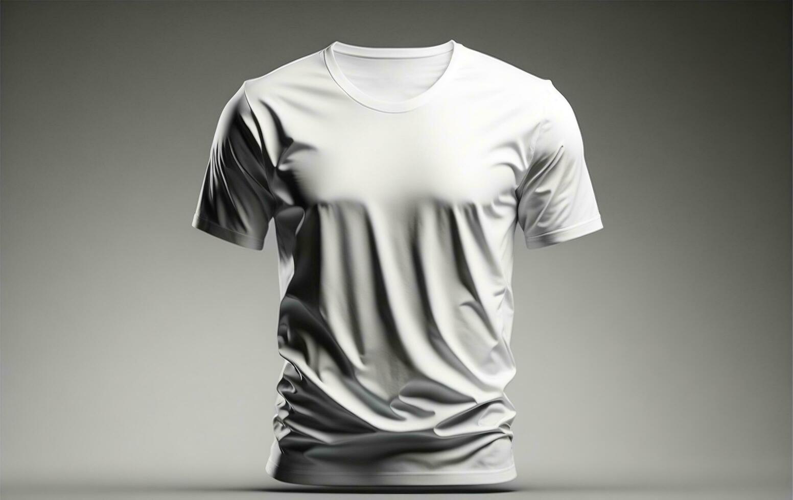 plain white t-shirt on a grey background. Ai generated photo