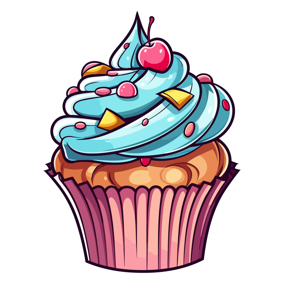 Colorful Cupcake - Generative Ai png