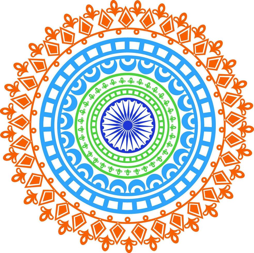 Colorful floral mandala in Indian Flag colors. vector