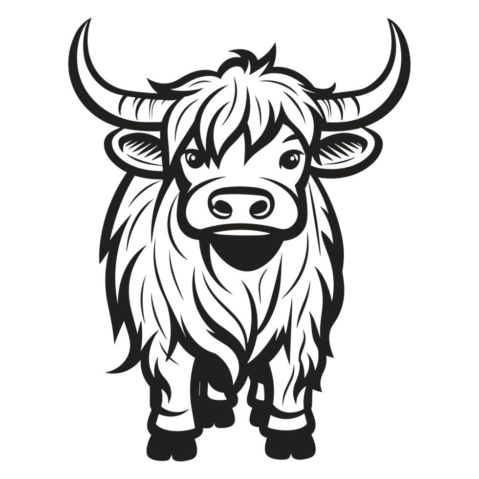 Beautiful Highland Cow Silhouette - png