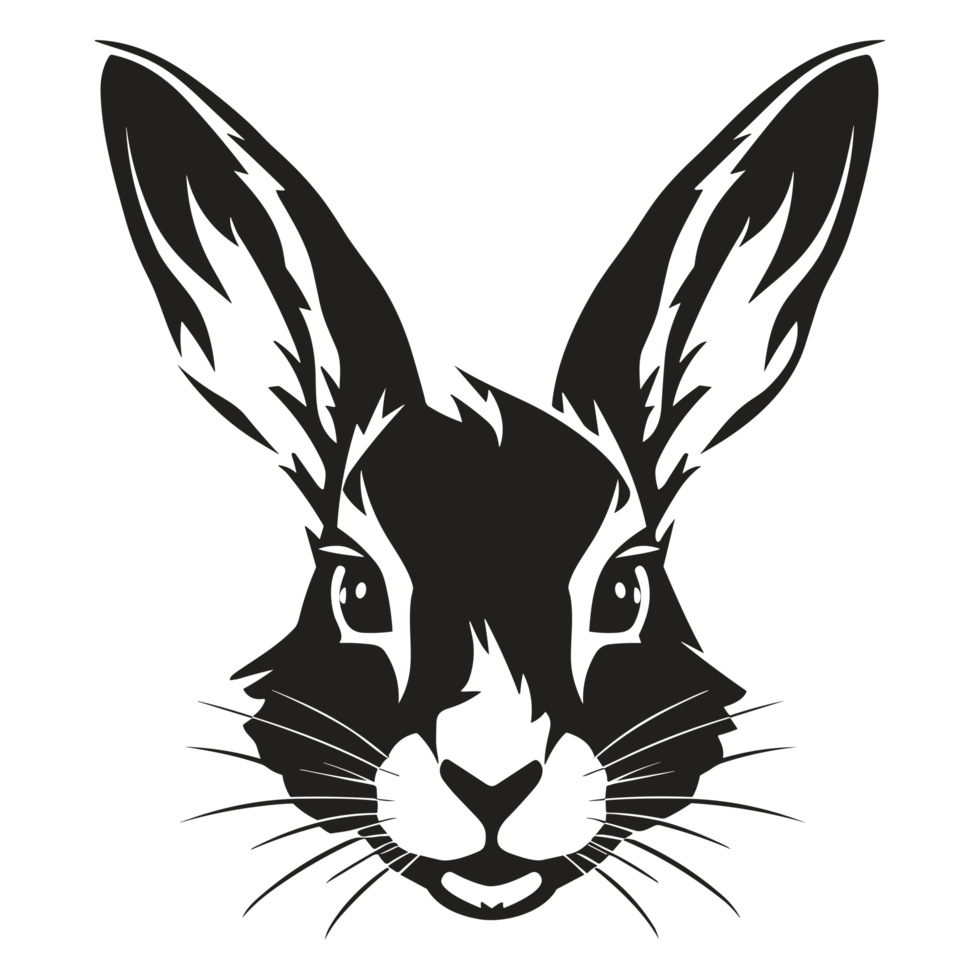 Beautiful Rabbit Face Silhouette - png