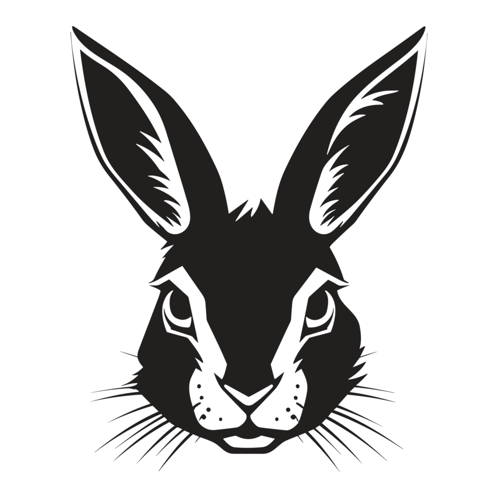 Beautiful Rabbit Face Silhouette - png