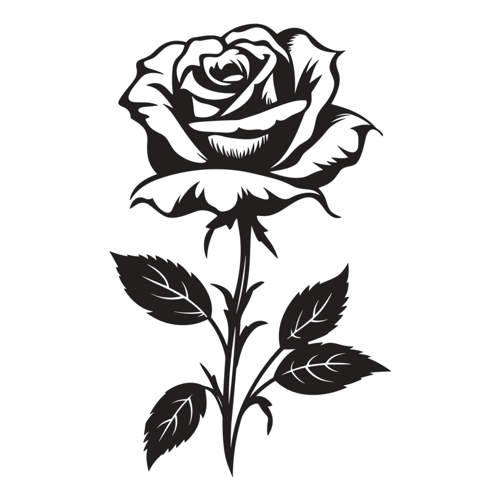 Beautiful Rose Silhouette - png
