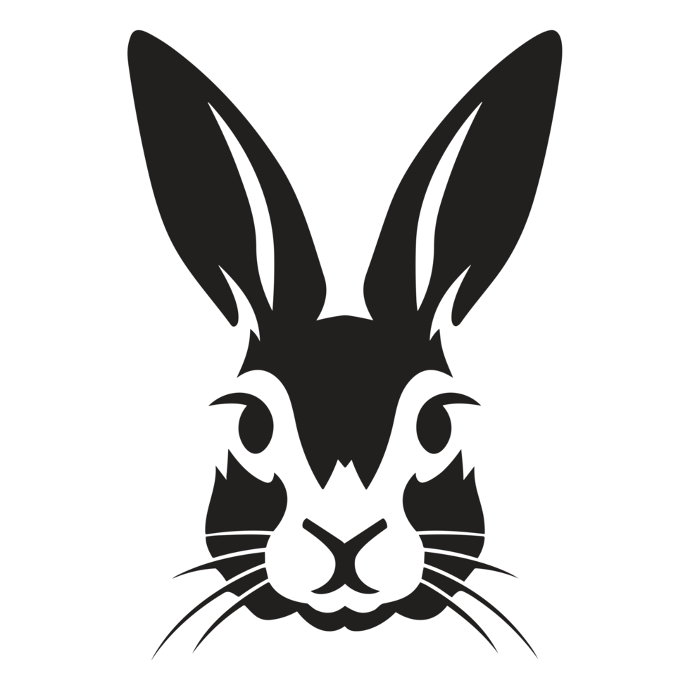 Beautiful Rabbit Face Silhouette - png
