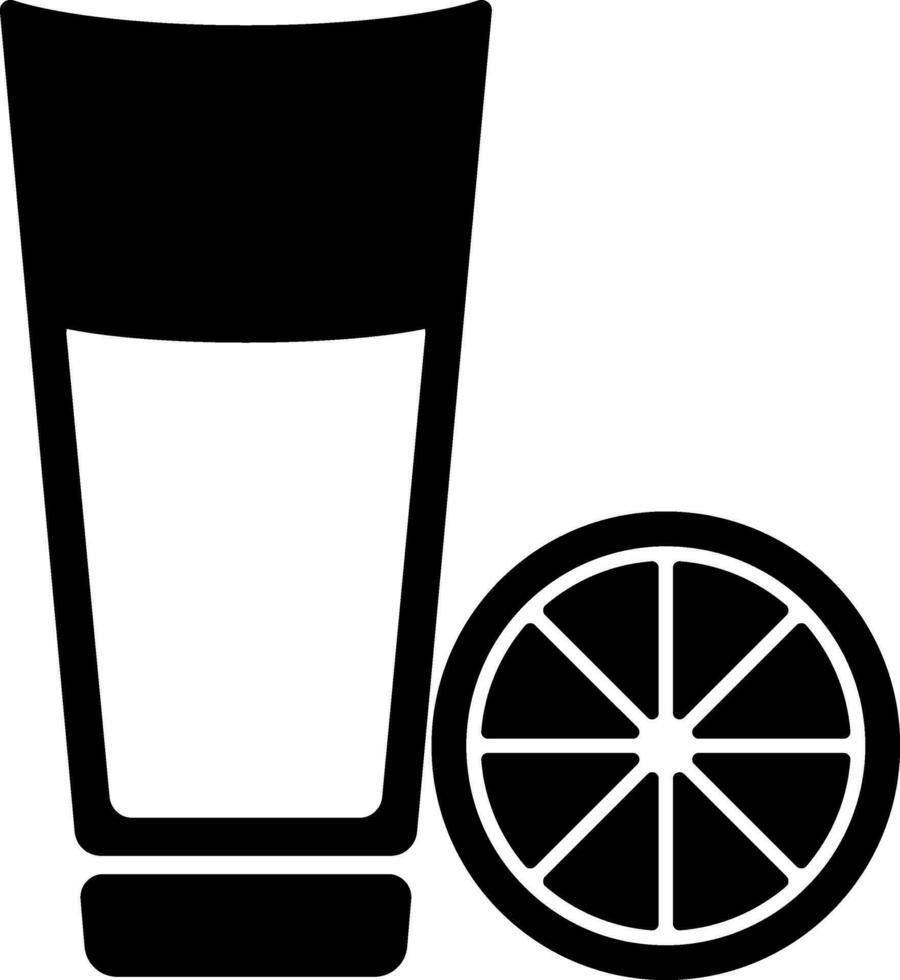 negro y blanco comida y bebida concepto, vaso con limón rebanada. vector