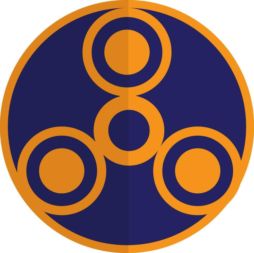 Illustration of circular style of spinner toy with blue and orange color. vector