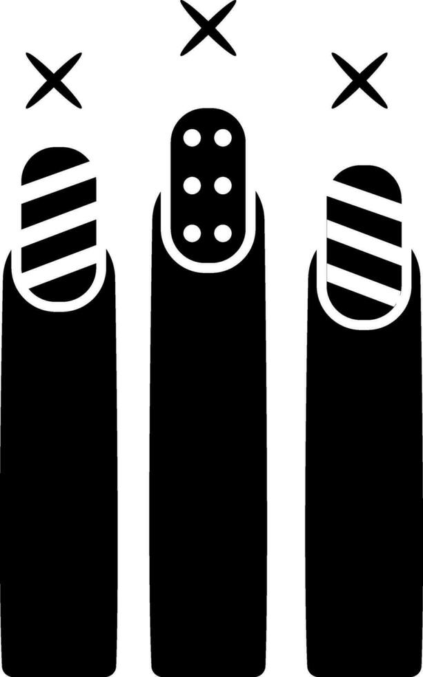 black and white icon of finger with nail art. vector