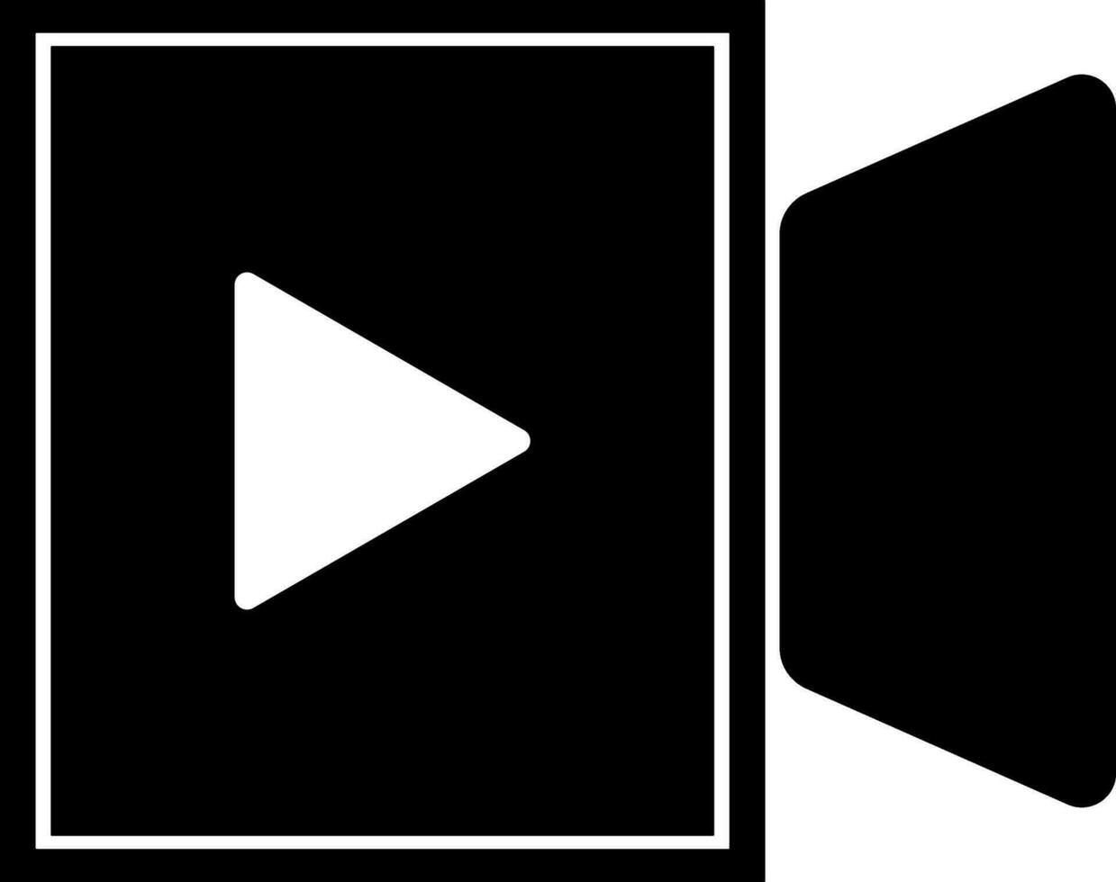 Black and white video camera with play button. vector