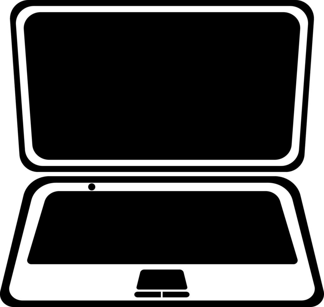 black and white laptop in flat style. vector