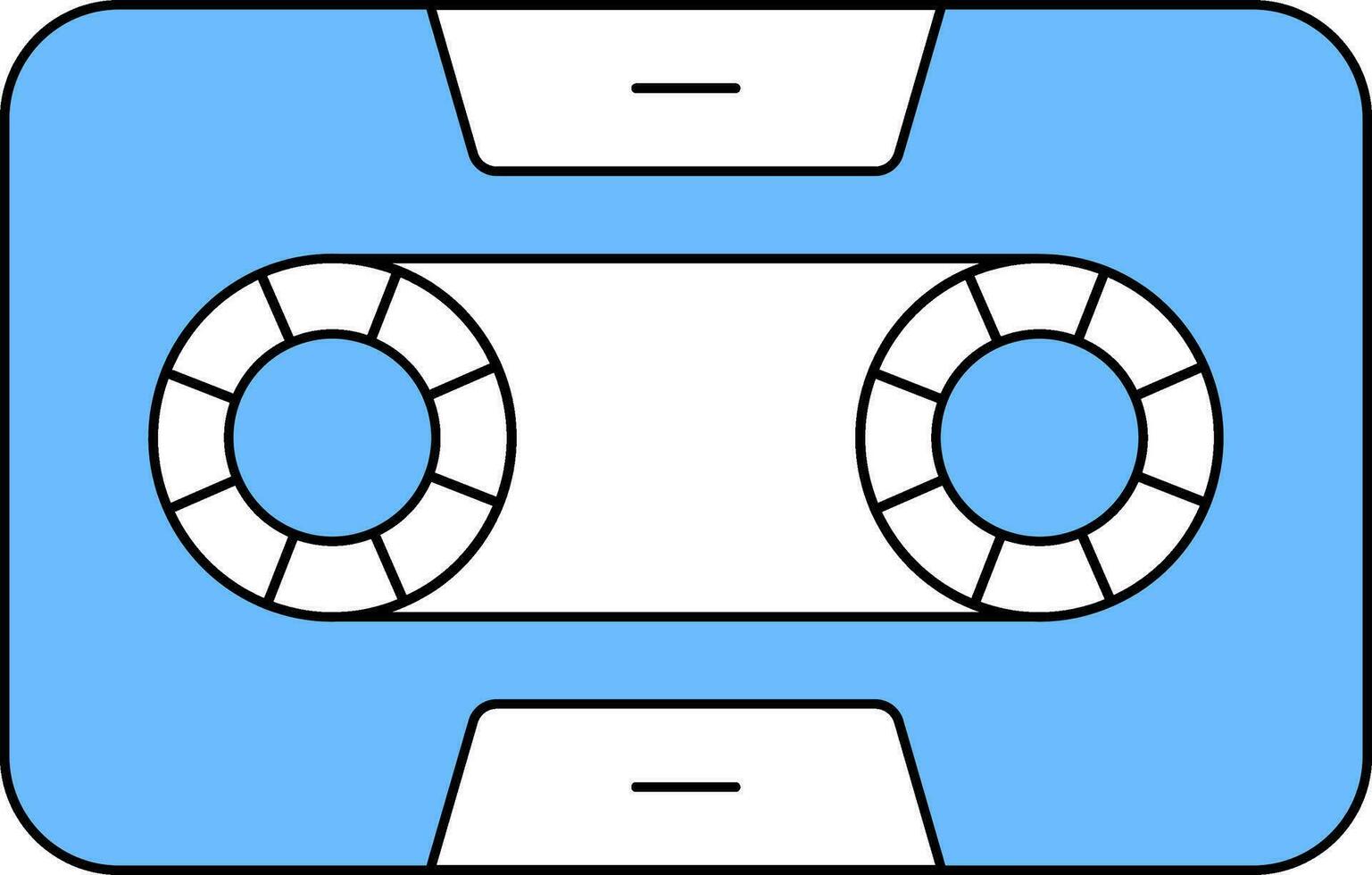 Cassette Icon In Blue And White Color. vector