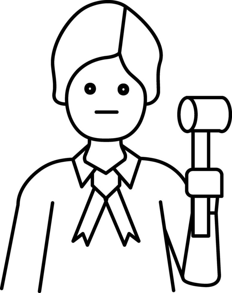 Black Line Art Illustration of Judge Icon. vector