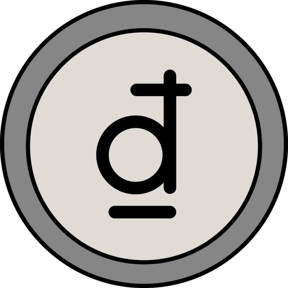 Flat Style Dong Coin Icon in Gray Color. vector