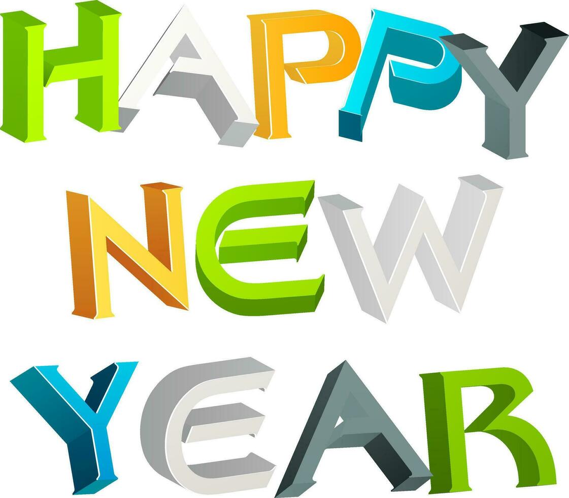 3D text design of Happy New Year. vector