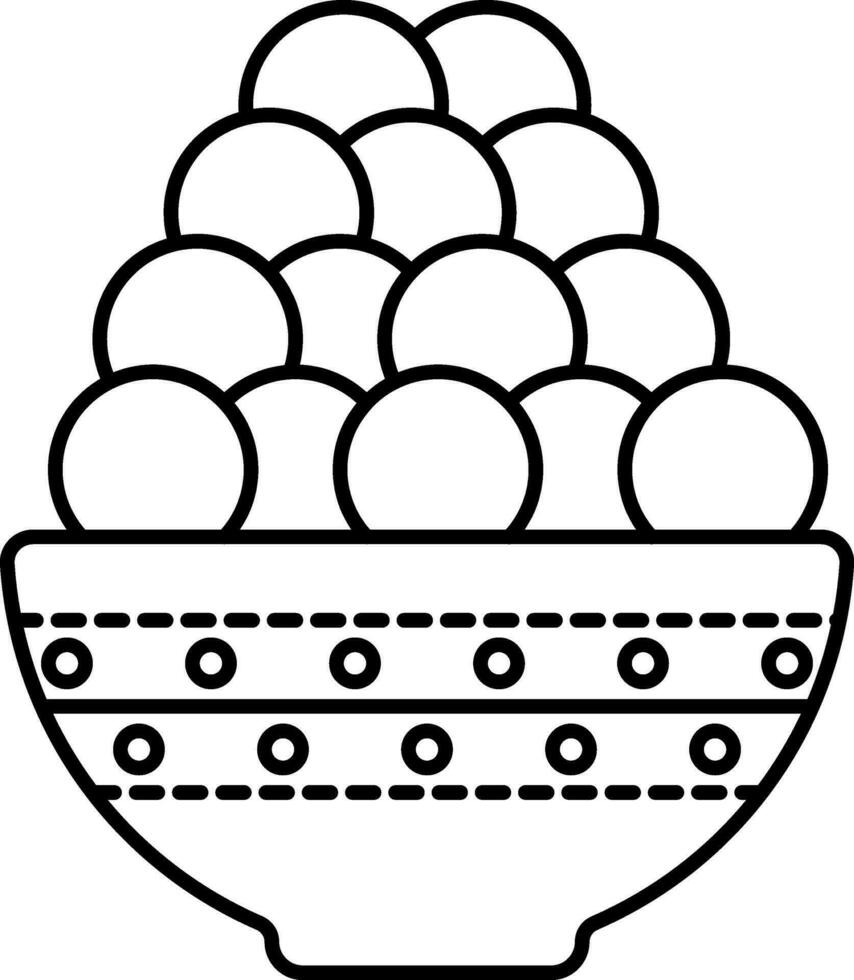 aislado laddu indio dulces pelota cuenco icono en negro lineal estilo. vector
