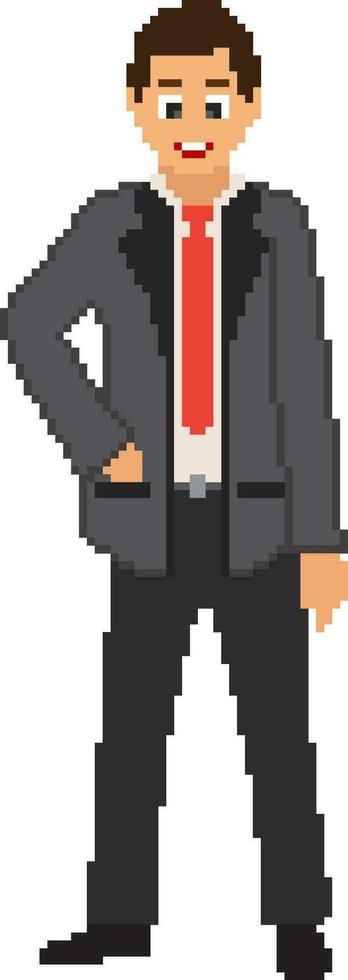 Pixel art illustration of businessman. vector